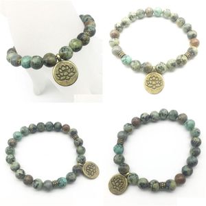 Beaded Sn1227 New Design Mens Bracelet Trendy Natural Stone Yoga African Turquoise Drop Delivery Jewelry Bracelets Dhgarden Dhg6Y