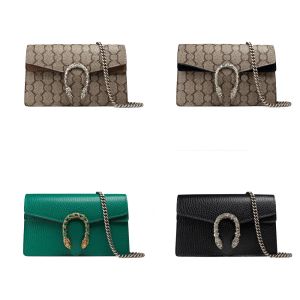 Klassisk lyxkedja Fashion 2023 Plaid Flower Brand Wallet Vintage Ladies Brown Leather Handväska Designer axelväska