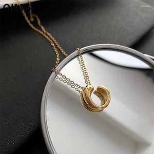 Hänge halsband oimg 316l rostfritt stål guldfärg koreansk enkel oregelbunden rund halsband ingen rost hypoallergeniska smycken