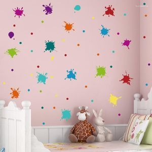 Adesivos de parede Pintura criativa Splash Kids Room Decor Art Decalques Mural Toy Shop Color Dot Wallpapers DIY