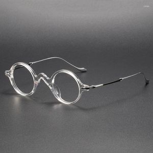 Solglasögon ramar japanska män retro stil titan och acetat ramglasögon kvinnor vintage små runda optiska myopi -linser