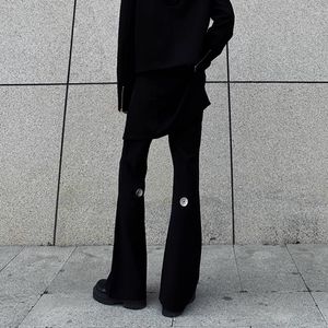 Męskie spodnie Europejska stylowa czarna nieregularna sukienka wysoka talia prosta 6251