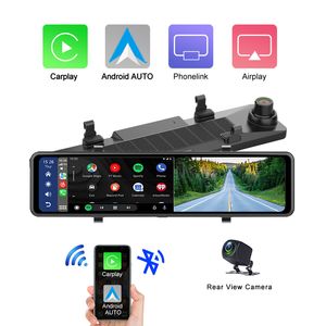 Cp06 carro dvr 11.26 Polegada tela de toque espelho retrovisor do carro dashcam 2k lente dupla espelho traseiro dvr com android auto sem fio carplay