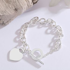 Brand Luxury Simple Classic Love Heart Designer Charm Bracelet S925 Silver Couple Lover Men Women Elegant OL Link Chain Bangle Bracelets Jewelry