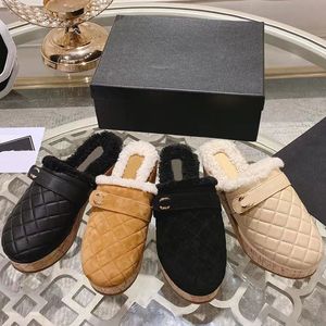 2023 Designer Women Bedroom Home wool Slides slippers Classic Luxury Fur Fluffy Furry Warm letters Sandals Autumn Winter ladys Slides High-heeled slipper sizes 35-40