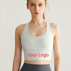 Men's Tank Tops Women's Fitness Yoga Underwear Vest Type Cross Beauty Back Solid Cup Shockproof Outer Wear Sports Customized