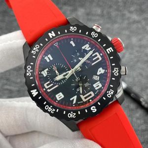 Luxury Men Watches Red Rubber Strap VK Battery Chronograph Quartz Movement 1884 Wristwatches Luxusuhr Luminous281Y