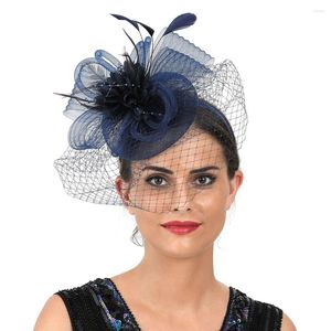 Bandane Barrette Hat Fascinators da donna Tea Party Cocktail Fascia per capelli nera Top