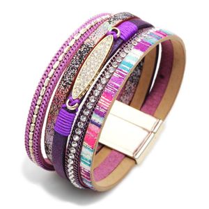 Update Gold Diamond Tag Multi Layer Bracelet Charm Wide Magnetic Buckle Bracelets Wristband Bangle Cuff for Women Fashion Jewelry