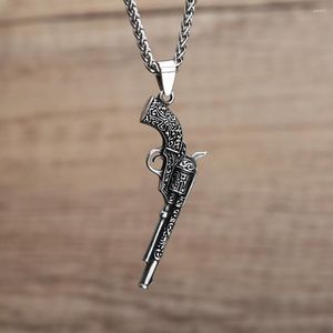 Pendant Necklaces 2023 Revolver Necklace Vintage Stainless Steel Gun For Men Women Fashion Rock Punk Jewlery Anniversary Gift