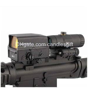 Tactical Uh-1 Holográfico Red Dot Hunting Rifle Scope e Vmx-3T 3X Lupa Combo Com Interruptor Para Side Sts Mount Fit 20Mm Rail Drop Deliver