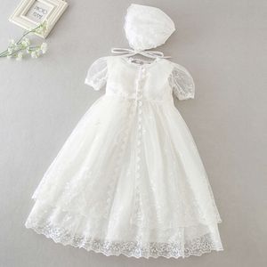 Novo vestido de bebê menina de um ano, vestido de batismo, renda branca, festa de aniversário infantil, casamento, vestido de princesa, roupas de bebê de 0 a 24 meses