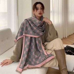 12% OFF Winter women's high-end cashmere knitted double-sided letter scarf in winter light luxury