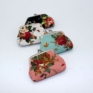 10*7,5 cm Mini Coin Purse Cute Retro Flower Print Mini Bag Coin Bag Two Metal Button Pocket Coin Pouch For Students Children Party Party Favor
