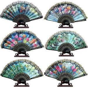 Schwarze Spitze Hochzeitsfans Ladies Hand Dancing Folding Fan Retro Fans handgefertigtes Hochzeitsgastgeschenk