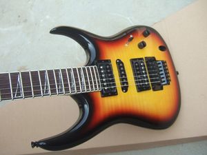 Vai rg 3 ton sunburst flamma lönn topp elektrisk gitarr tremolo bridge svart hårdvara hsh pickups haj fin inlay