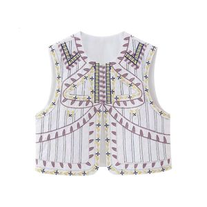 Gilet casual alla moda estiva Gilet selvaggio ricamato monopetto senza maniche girocollo femminile