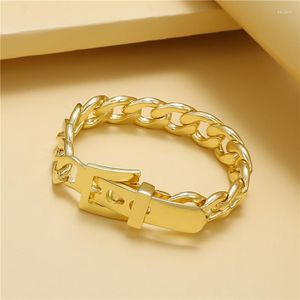 Link Bracelets Simple Personality Hiphop Thick Chain Watchband Buckle Bracelet Cool Niche Design Sense Gold And Silver Couple