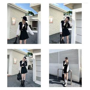 Giacche da donna Cappotto da baseball Unità Gonna corta lunga in jersey Kpop Donna Ragazza Cardigan monopetto Bianco Nero Solido Outwear 2023 Estate