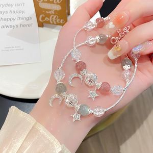 Strand Sparkling Crystal Beads Star Moon Bracelet For Women Sweet Aesthetic Charm Luxury Accessories Vintage Fashion Jewelry Gift