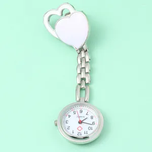 Relógios de bolso Relógio retrátil clipe portátil em coração com para (branco)