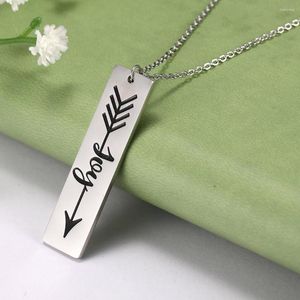 Pendant Necklaces Stainless Steel Plain Engraved Bar Necklace Personality Custom Joy Letter Choker Jewelry For Men Women