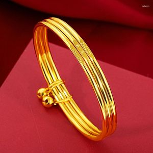 Bangle San Sheng III Pulseira Feminina Vietnã Hard Gold Bobina Fina Moda 100 com Temperamento Mulheres Luxo