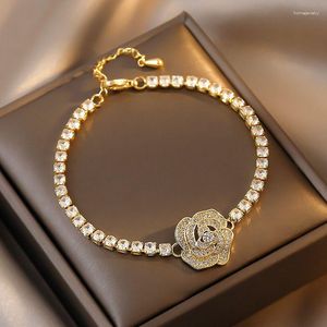 Link Bracelets Necklace For Women Crystal Camelllia Neck Chain On The Luxury Style