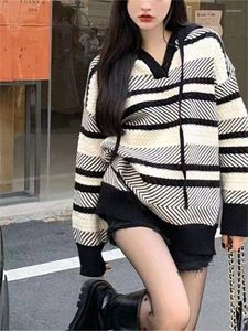 Kobiety swetry HSA Womin Winter Hooded Sweter i pulovers Striped Y2K Skoczki