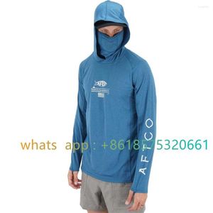 Jagdjacken Aftco Fishing Hoodie Shirt für Männer und Frauen Langarm Wandern mit Maske UV Neck Gaiter Top2099