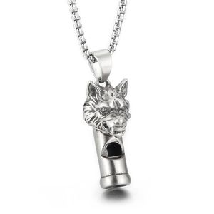 Готическое ожерелье со свистком в виде головы волка, кулон, литье из нержавеющей стали, цепочка Rolo, ювелирные изделия для мужчин и мальчиков, крутые подарки, полированное серебро Blin206i