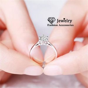 Anéis de casamento para mulheres, esposa, branco, 0,3ct/0,5ct, zircônia, seis propostas, joias finas de noivado, casamento, bijuterias 821
