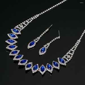 Naszyjne kolczyki Zestaw biżuterii Rhinestone Bridal Teardrop Dangle Stud Wedding