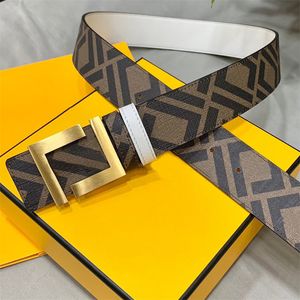 Designer F Letter Belt for Mens Fashion 4CM Width Gold Buckle Leather Trendy Classic Belts Women Men Casual Girdle Waisbands Gift