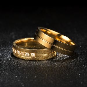 Обновление золотого кольца из нержавеющей стали с пазом, обручальные кольца для мужчин и женщин, модные ювелирные изделия с бриллиантами