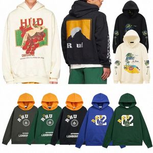 Rhude hoodie mens designer hoodies mode populärt brev tryckt pullover tröja vinter hip hop hoodies tröjor tröjor