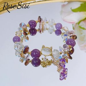 Urok Bracelets Rose Sisi Sisi Style świąteczne Paintowana szklana bransoletka dla kobiet Zaawansowane Akcesoria w zawieszki motyli kryształowe koraliki