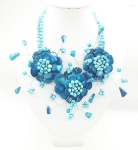 Choker Blue Ocean Classic Natural Coral Flower Necklace American Bridal Wedding 20"