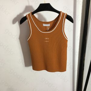 Knit Women Sports Vest Yoga Camisole Fashion Designer Embroidery Tank Top Sexy Slim Sleeveless Vest