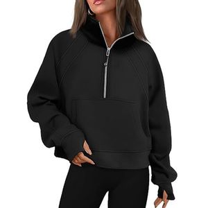 LU-88 Yoga Scuba Half Zip Hoodie Jacket Designer Sweater Womens Define Workout Sport Coat Fitness Activewear Top Solid Zipper Sweatshirt Sports Gym Clothes th