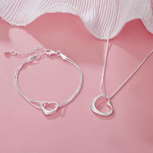 Collana e orecchini Set originali braccialetti a forma di cuore in argento sterling 925 collane per donne Fashion Designer Party Wedding