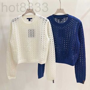 Maglioni da donna firmati pullover girocollo lavorato a maglia cava manica lunga abbigliamento moda per donna