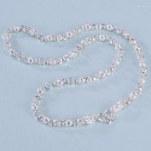 Chains 999 Pure Silver Necklace For Women Men Gossip Ball Rolo Link Dragon Head Chain 50/55/60cm Length