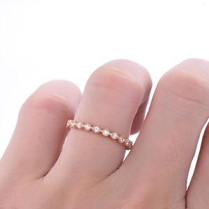 Cluster Rings Minimalist Rose Gold Color Eternity Band for Women Simple Trandy Whited Moissanite Jewelry Fashion Anniversary Gift