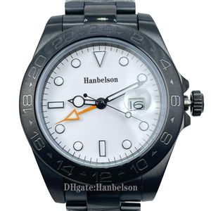 Relógio masculino gmt movimento automático safira vidro pulseira de aço relógios de pulso luminoso rosto branco st9 relógios231f