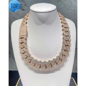 Rbo9 Pendant Necklaces Iced Out 24mm Wide 4 Rows Prong Setting Vvs Moissanite Cuban Link Chain
