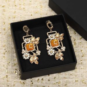 2023 Luxury quality Charm drop earring with diamond and crystal flower design pendant necklace have box stamp PS7435A294q