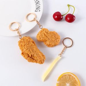 Plush Keychains Imitation Food Keychain French Fries Chicken Nets Fried Pendant 230911