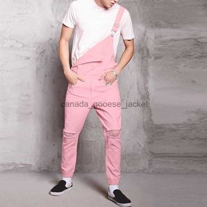 Mäns jeans calca masculina hålficka jeans övergripande jumpsuit streetwear övergripande spänning byxor jeans män smala passform mens Brand252zl230911