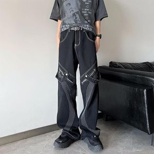 Męskie spodnie Tide Spring Men Wersja Koreańska moda Moda Vintage Wash Hip Hop Dżinsy Y2K Streetwear Baggy Denim Spodni proste szerokie spodnie nogi